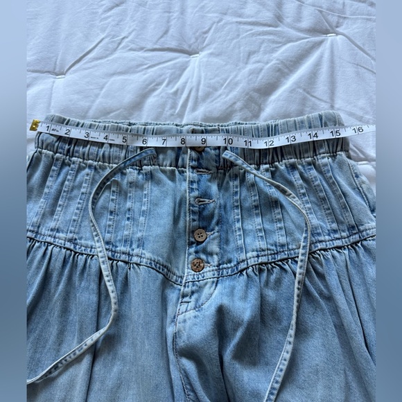 We The Free People Forget Me Knot Pull-On Pleated Wide Leg Jeans - size medium - Picture 12 of 14